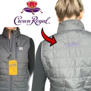 NWT Custom Crown Royal Whisky Carhartt Women's Shadow Grey Gilliam Vest Liquor